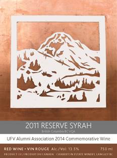 2014 Commemorative Wine label - 2011 Syrah