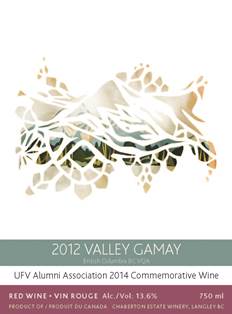 2014 Commemorative Wine label - 2012 Valley Gamay