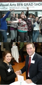 Top: BFA Grad Show Bottom: Tony Luck, BBA '96, BA '06; and a business mentee